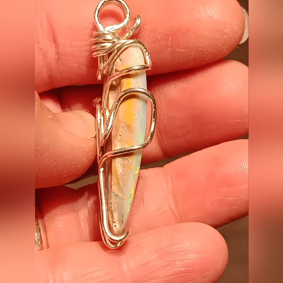 Huge Australian Opal Pendant Sterling Silver - Picture 6 of 16